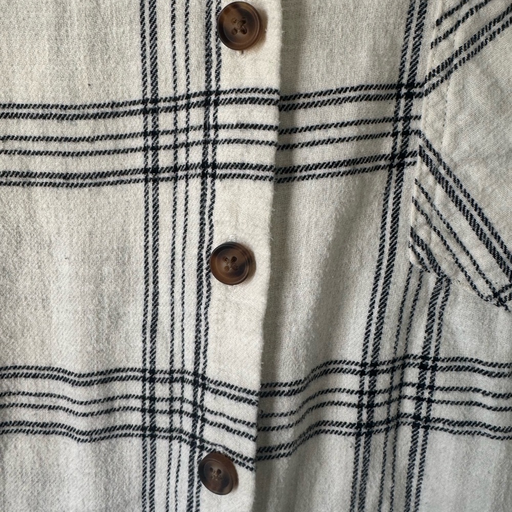 Maurices Black and White Checkered Button Down Flannel Shirt - Picture 3 of 4